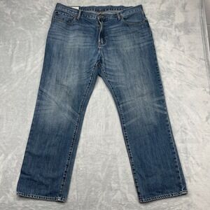 Gap Jeans Mens 40x32 Blue Denim Medium Wash Whiskered Americana Straight Leg